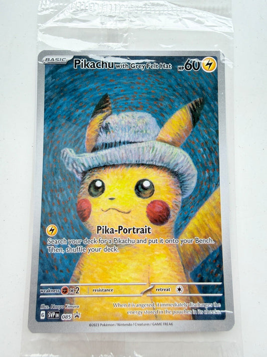 Pokémon Pikachu TCG Grey Felt Hat 085 Van Gogh Sealed
