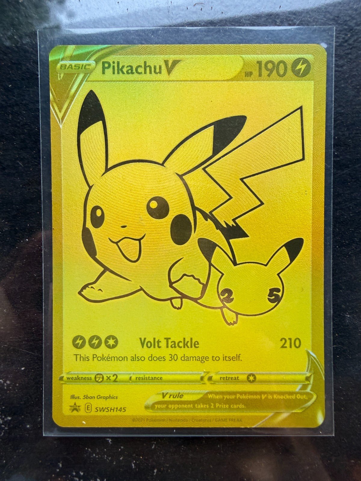 Pokemon Pikachu V SWSH145 Celebrations 25th Anniversary Promo Gold NM