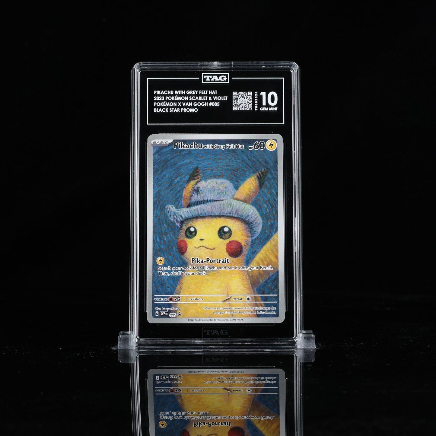 Pokemon Pikachu with Grey Felt Hat Van Gogh Full Art Promo SVP EN 085 TAG 10