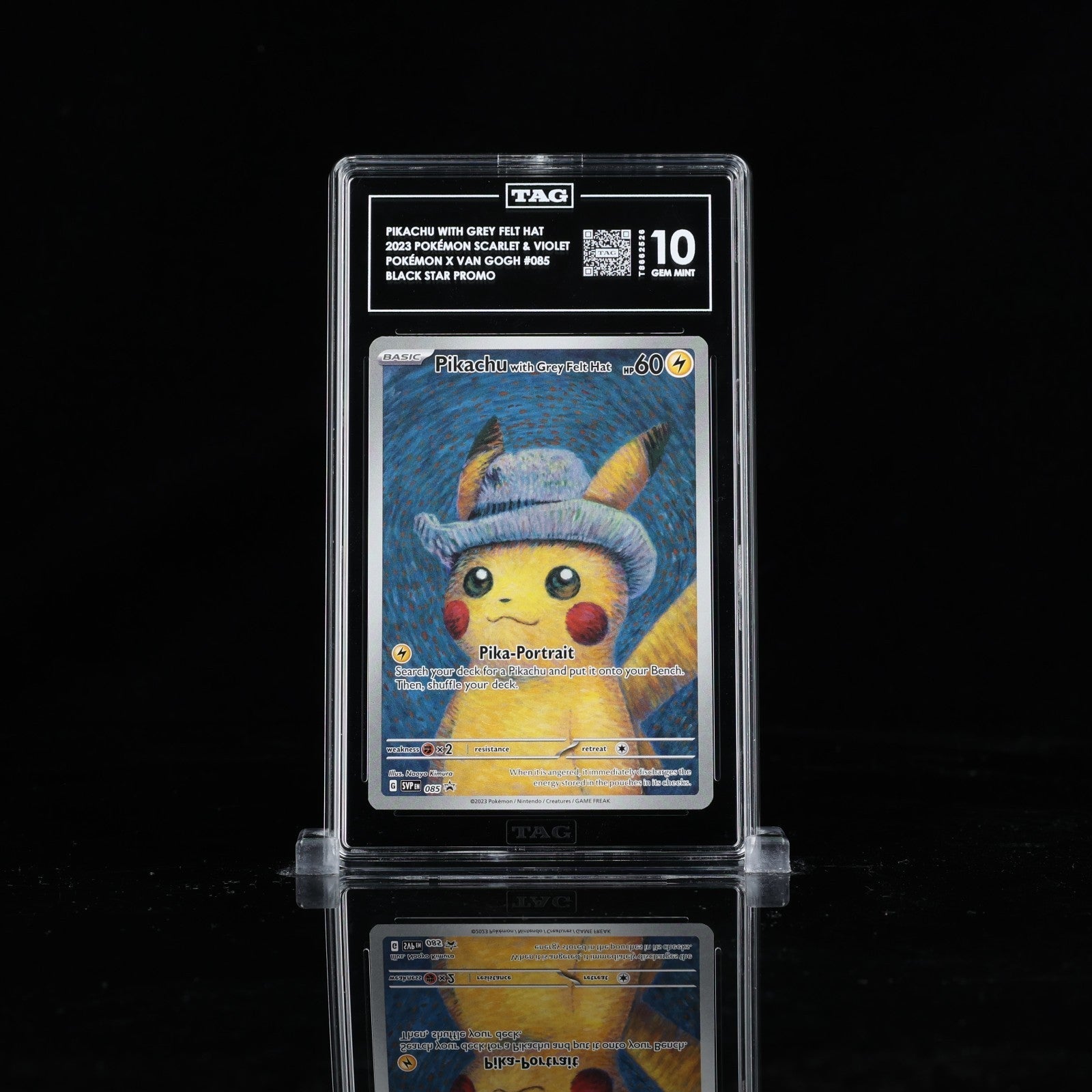 Pokemon Pikachu with Grey Felt Hat Van Gogh Full Art Promo SVP EN 085 TAG 10