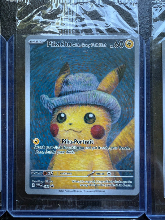 Pokemon Pikachu with Grey Felt Hat Van Gogh Pikachu Promo 085 Sealed