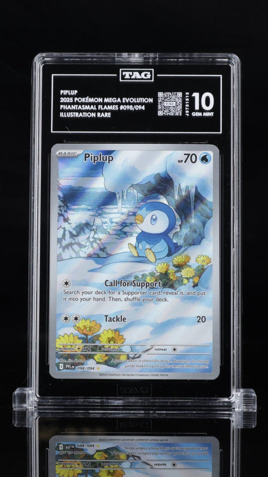 Pokemon Piplup 098/094 Me02: Phantasmal Flames Holo - TAG 10