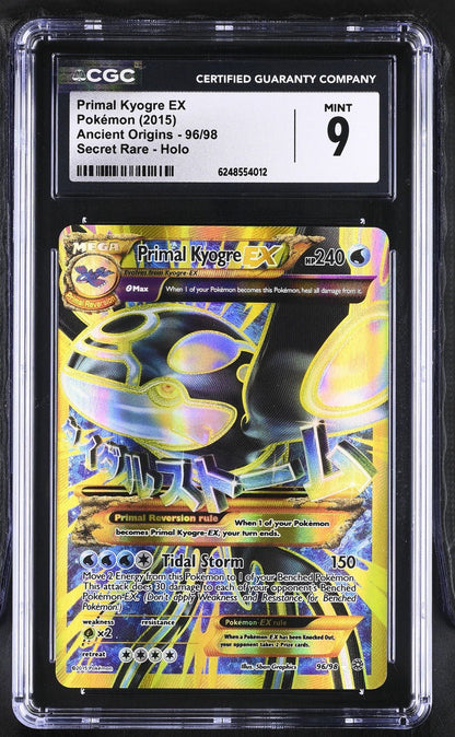 Pokemon Primal Kyogre EX (Shiny Full Art) 96/98 XY Ancient Origins Holo CGC 9