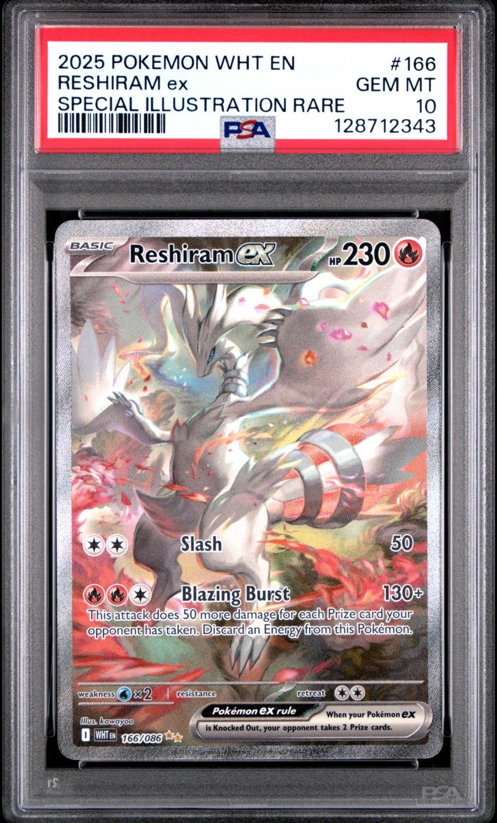 Pokemon PSA 10 Reshiram ex 166/086 Sv: White Flare Holo SIR