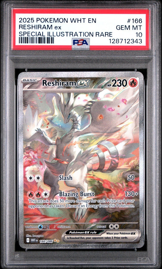Pokemon PSA 10 Reshiram ex 166/086 Sv: White Flare Holo SIR