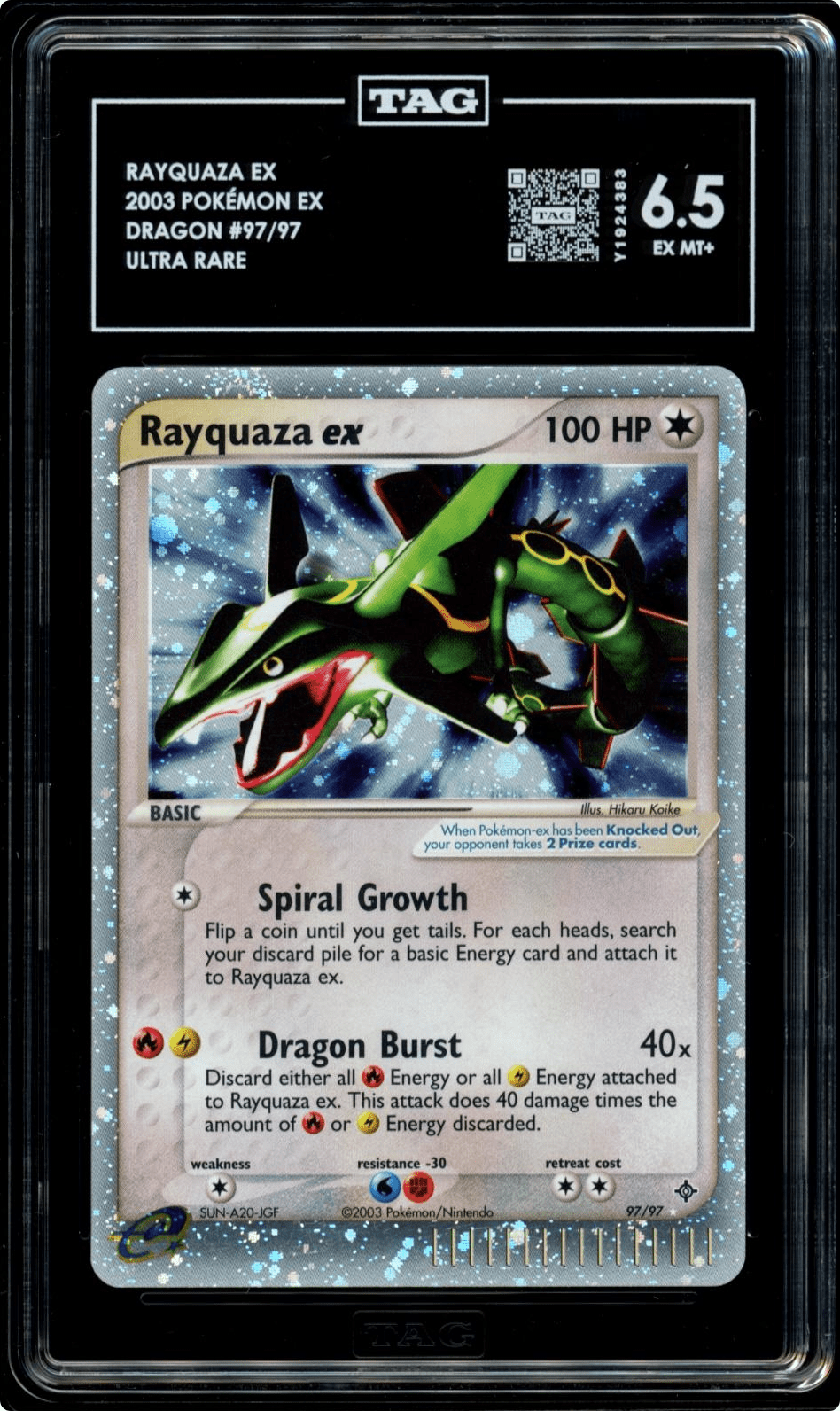 Pokemon Rayquaza EX Dragon Holo 97/97 TAG 6.5