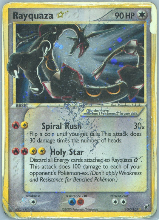 Pokemon Rayquaza Gold Star 2005 EX Deoxys 107/107 Holo Damaged