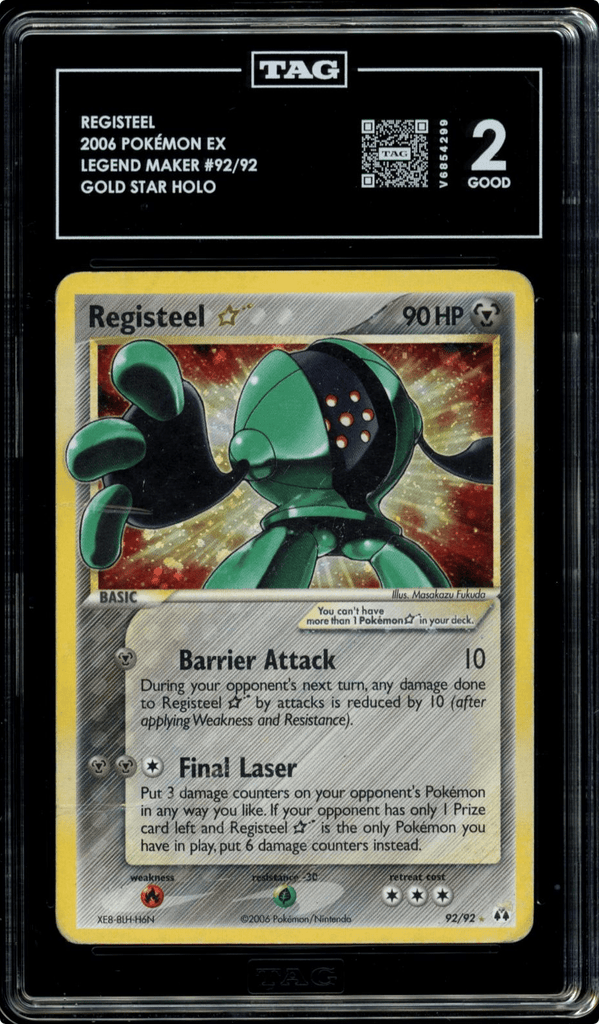 Pokemon Registeel Gold Star Holo 2006 EX Legend Maker 92 TAG 2