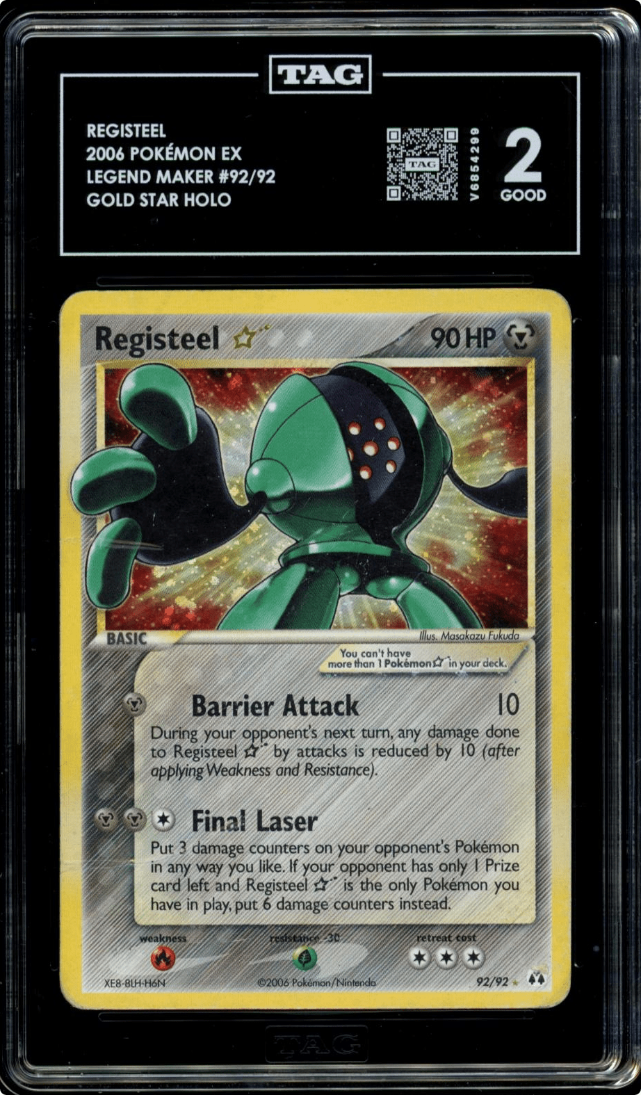 Pokemon Registeel Gold Star Holo 2006 EX Legend Maker 92 TAG 2