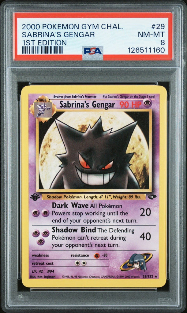 Pokemon Sabrina's Gengar Gym Challenge 1st Edition Rare 29 PSA 8