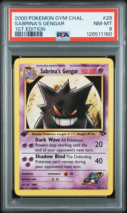 Pokemon Sabrina's Gengar Gym Challenge 1st Edition Rare 29 PSA 8
