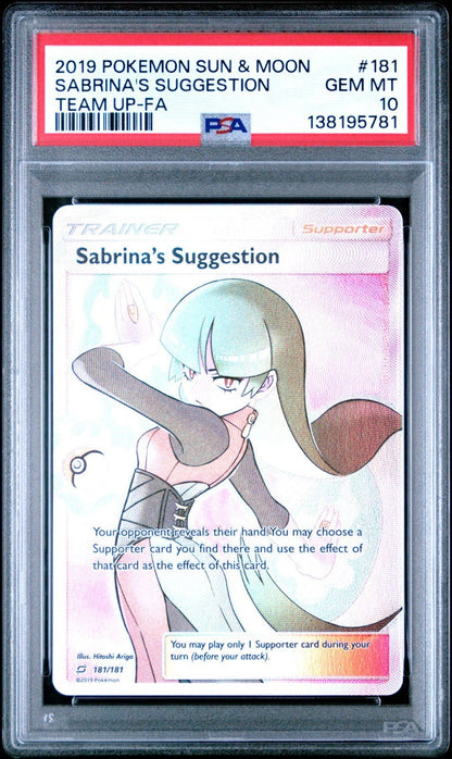 Pokemon Sabrina's Suggestion Team Up Full Art 181/181 PSA 10