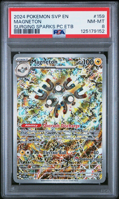 Pokemon Surging Sparks Magneton 159 Pokemon Center PSA 8 Mint