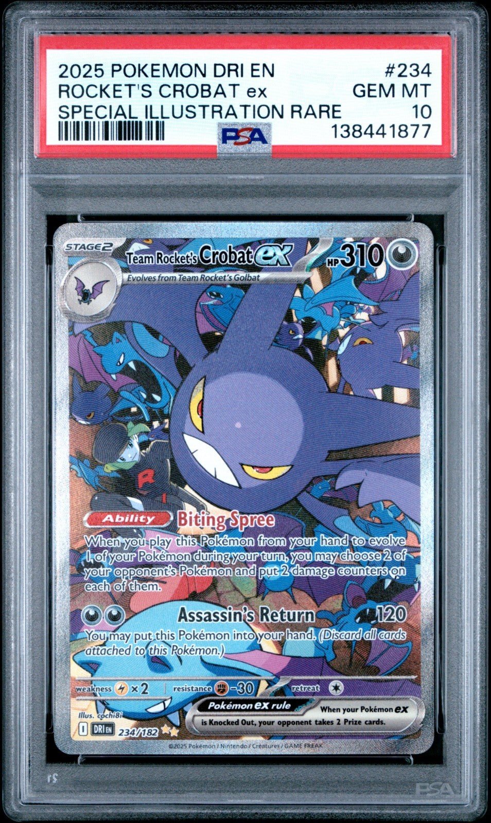 Pokemon S&V Destined Rivals 234 SIR Team Rocket's Crobat ex PSA 10
