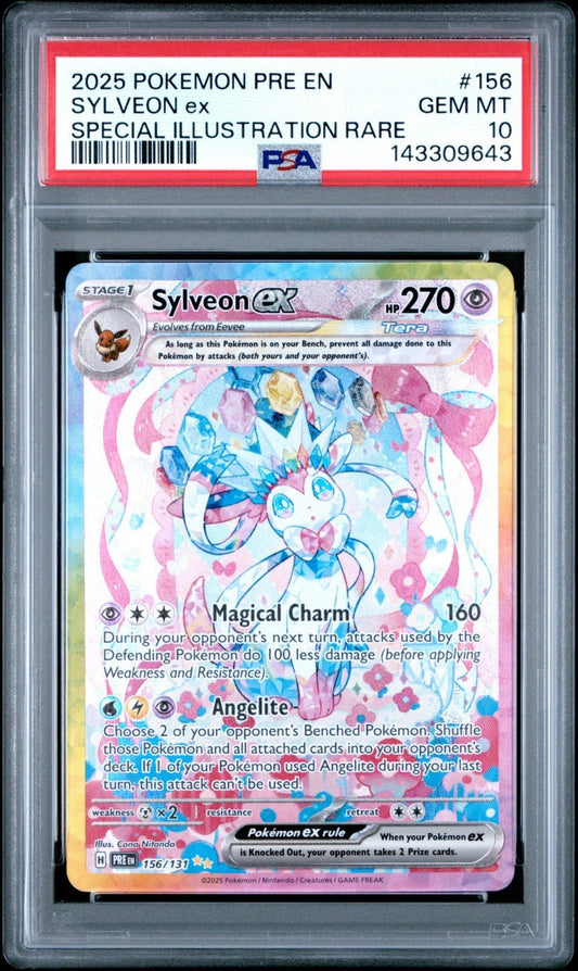 Pokemon Sylveon ex 156/131 Sv: Prismatic Evolutions Holo PSA 10