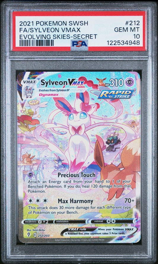 Pokemon Sylveon VMAX Evolving Skies Holo Alt Art 212/203 PSA 10