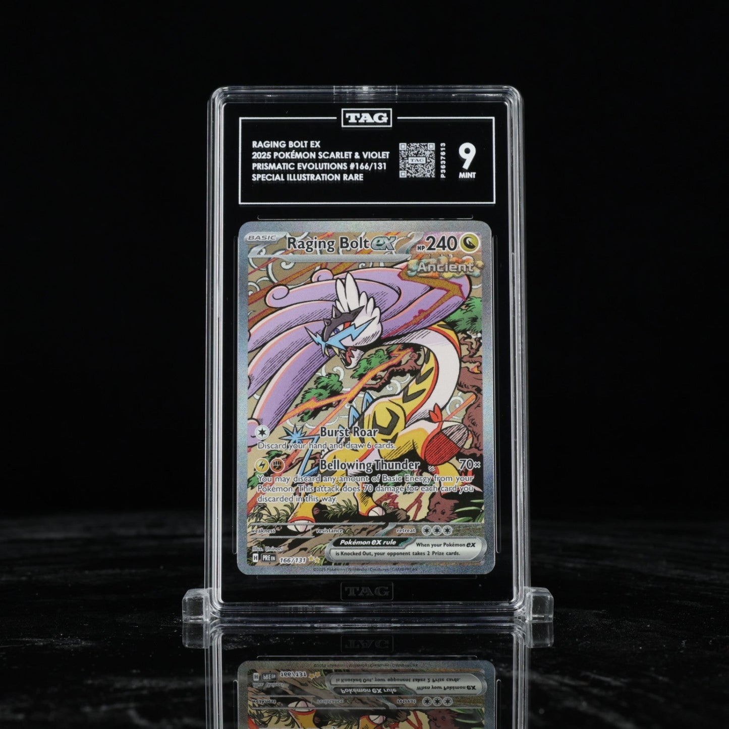 Pokemon Tag 9 Raging Bolt ex 166/131 Prismatic Evolutions ENG Illustration Rare