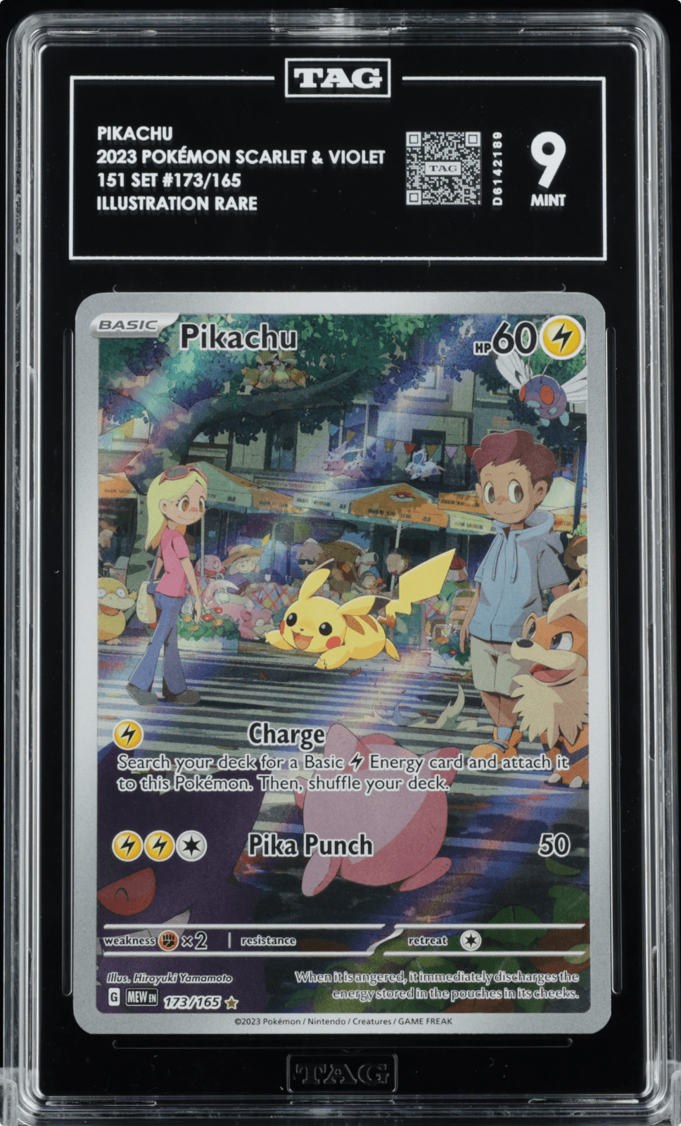 Pokémon TCG 151 Pikachu 173/165 Illustration Rare TAG 9