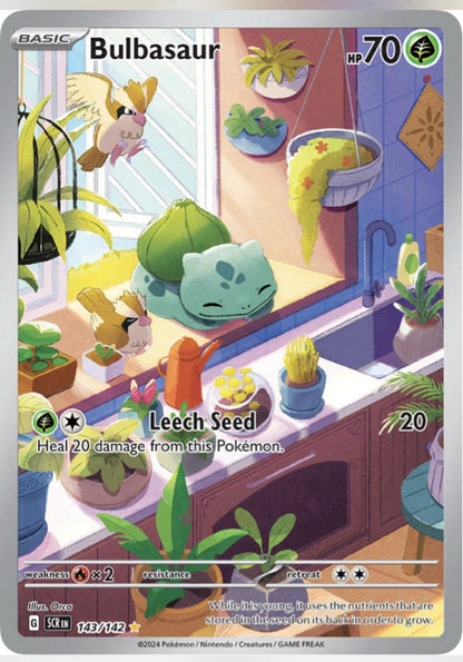 Pokemon TCG Bulbasaur Stellar Crown Illustration Rare Card 143/142 TAG 10