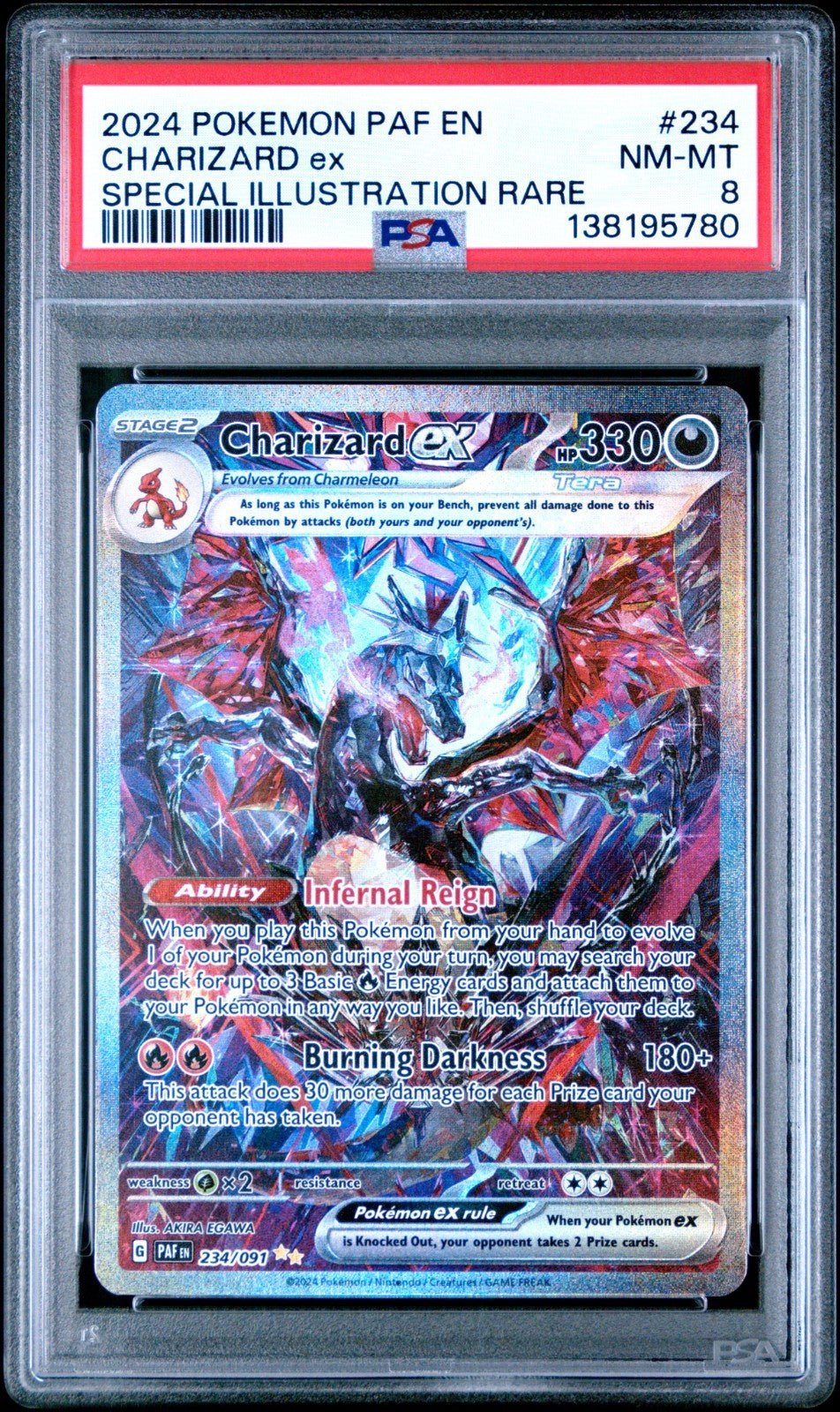 Pokémon TCG Charizard EX Paldean Fates Card 234/091 Sir SV PSA 8