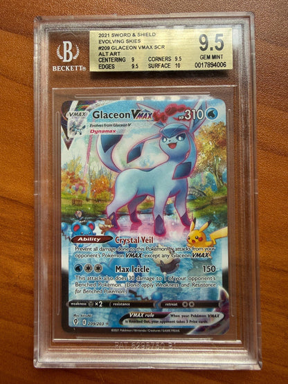 Pokemon TCG Glaceon VMAX Alternate Art Evolving Skies 209/203 BGS 9.5