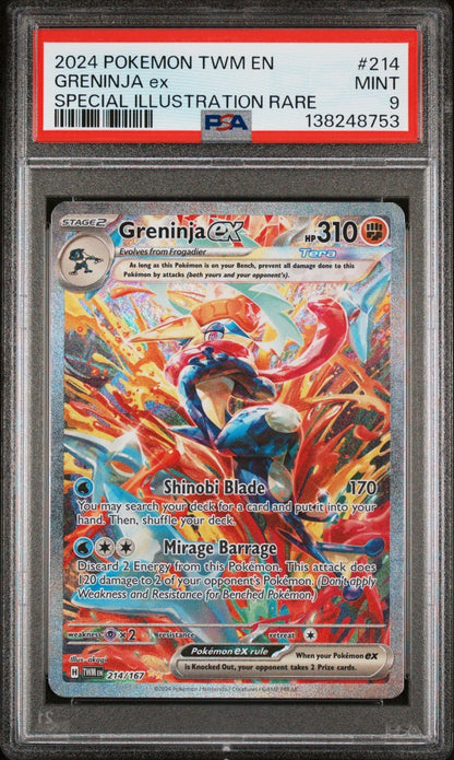 Pokémon TCG Greninja EX Twilight Masquerade Card 214/167 PSA 9