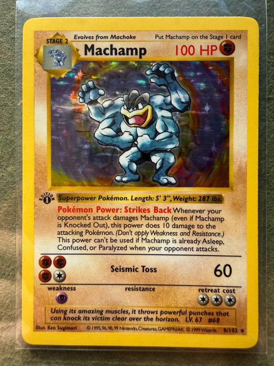 Pokémon TCG Machamp Base Set 8/102 Holo 1st Edition Holo Rare Shadowless LP