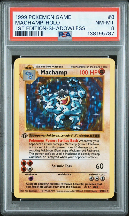 Pokémon TCG Machamp Holo Rare 1st Edition Shadowless PSA 8