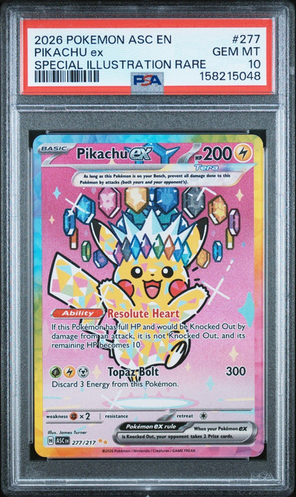 Pokémon TCG Pikachu EX 277 PSA 10 Ascended Heroes 2