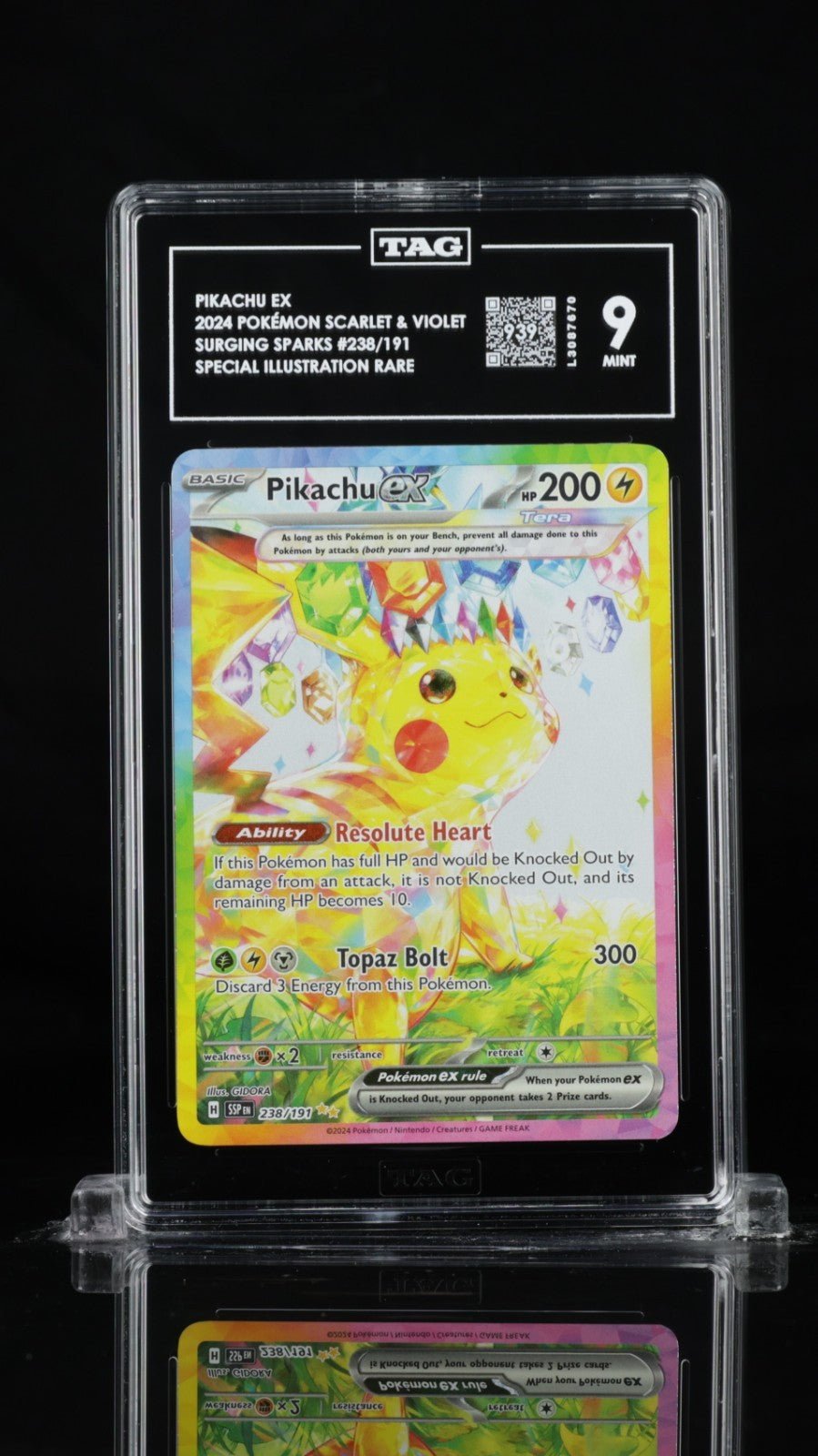 Pokémon TCG Pikachu EX Illustration Rare Holo Surging Sparks 238/191 PSA 9