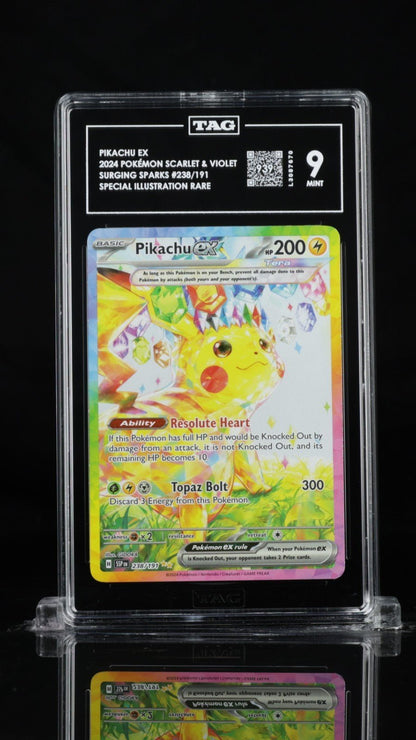 Pokémon TCG Pikachu EX Illustration Rare Holo Surging Sparks 238/191 PSA 9