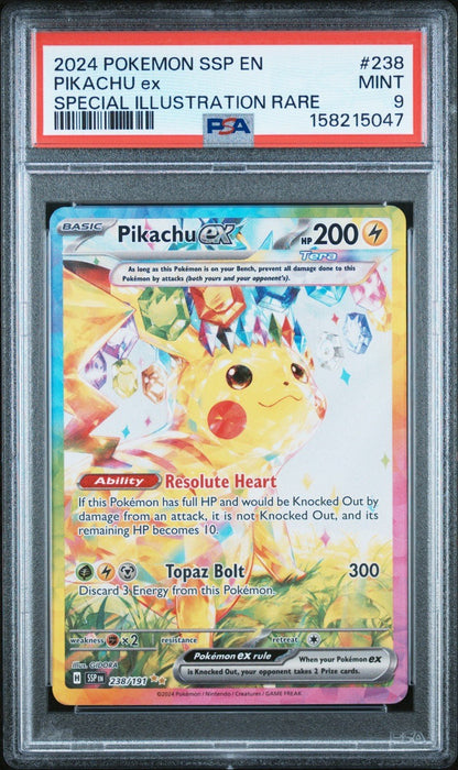 Pokemon TCG Surging Sparks 238 Pikachu ex Special Illustration Rare PSA 9