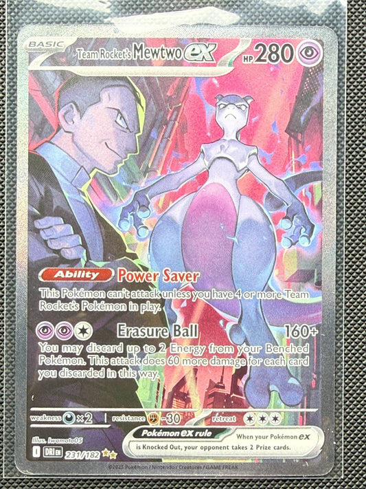 Pokemon TCG Team Rocket's Mewtwo EX SIR 231/182 NM