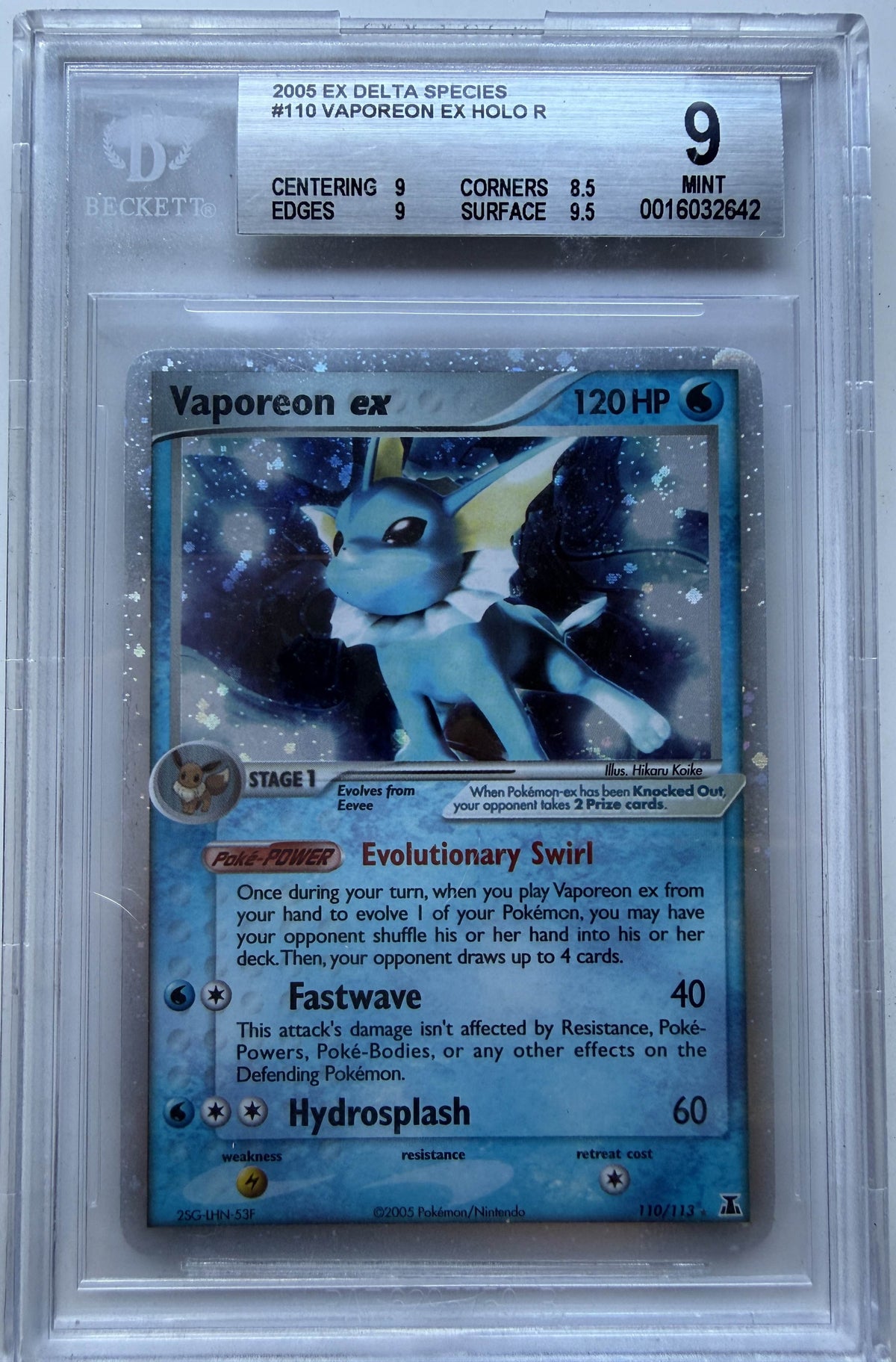 Pokémon TCG Vaporeon 2005 EX Delta Species #110/113 BGS 9
