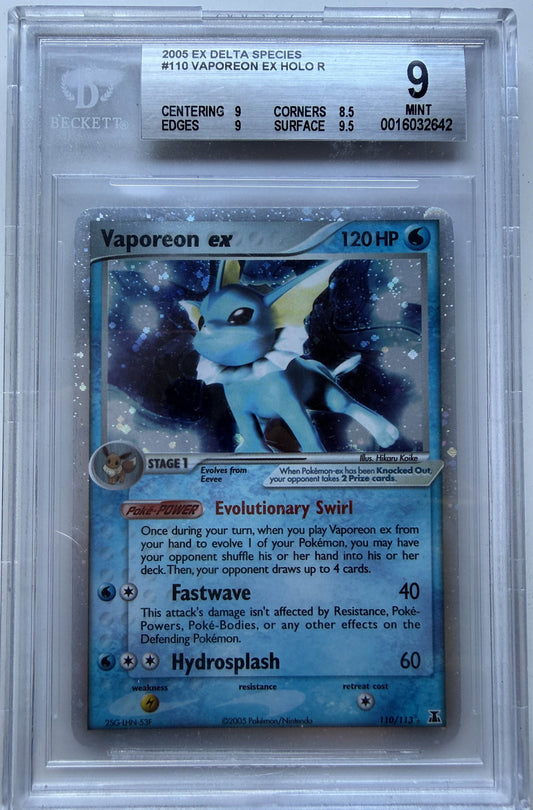 Pokémon TCG Vaporeon 2005 EX Delta Species #110/113 BGS 9