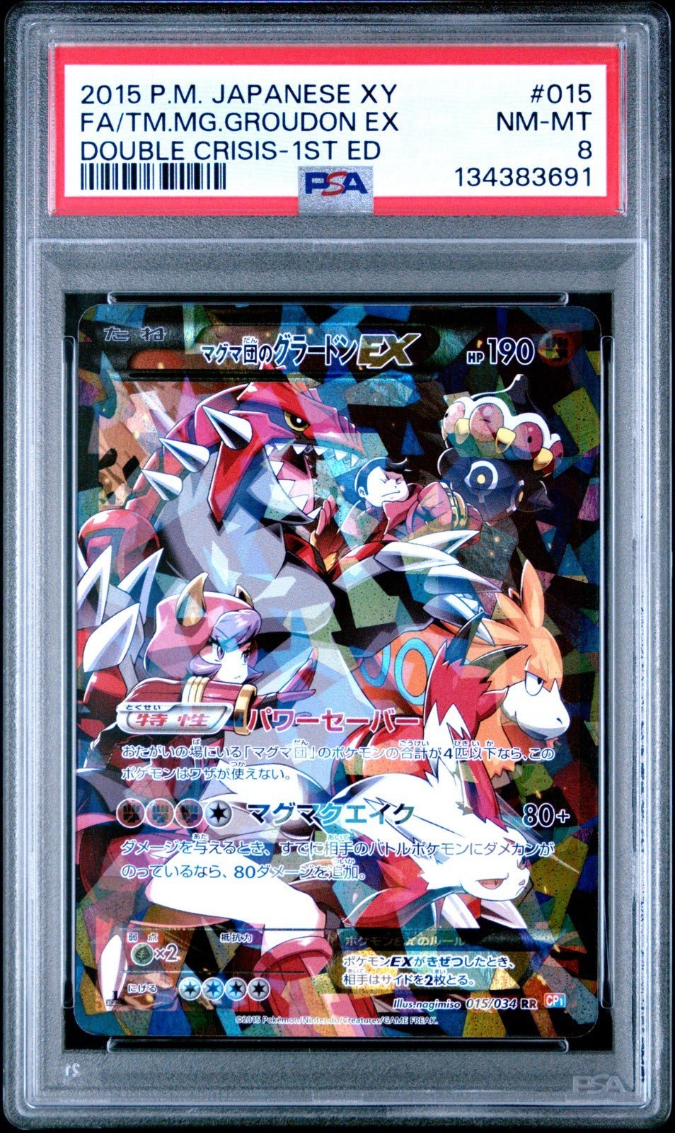 Pokemon Team Magma's Groudon EX Card 015/034 Japanese PSA 8