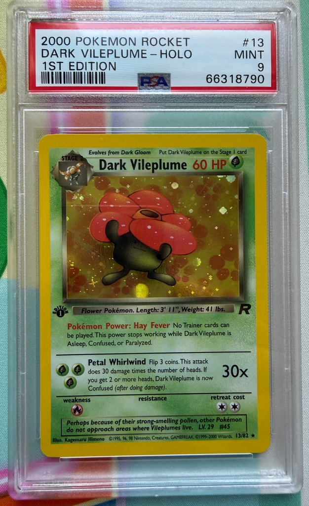 Pokemon Team Rocket 1st Edition Dark Vileplume Holo 13/82 PSA 9
