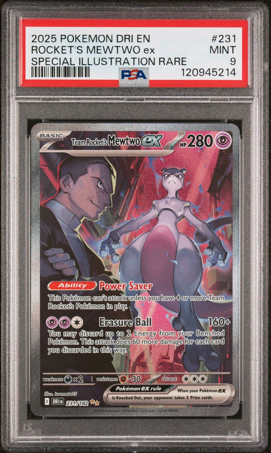 Pokemon Team Rocket's Mewtwo ex 231/182 Sv10: Destined Rivals Holo - PSA 9
