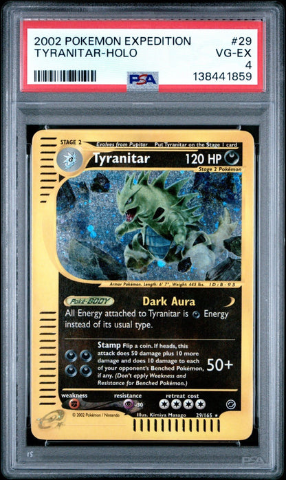 Pokemon Tyranitar Expedition Reverse Holo Card Rare 29/165 PSA 4