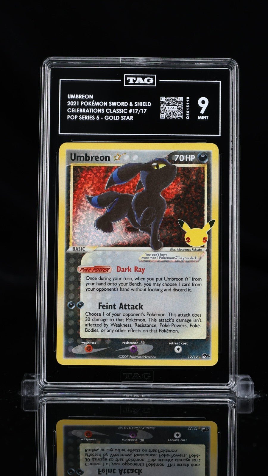 Pokemon Umbreon Gold Star Celebrations: Classic Collection 17/17 TAG 9