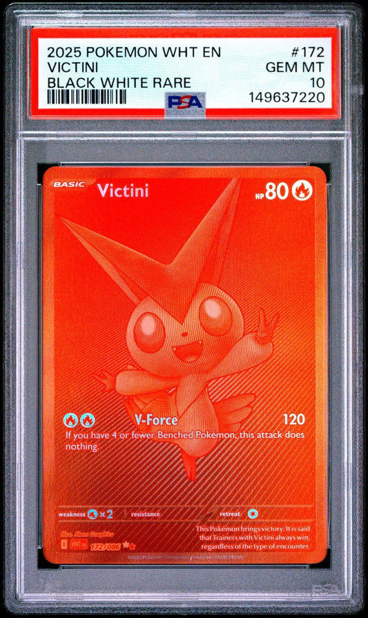 Pokemon Victini Full Art Black White Rare White Flare 172 PSA 10