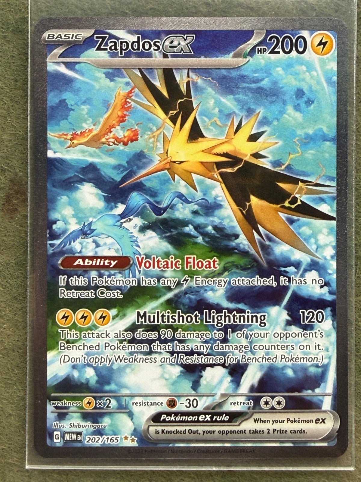 Pokémon Zapdos ex 202/165 SIR scarlet & violet 151 NM - 