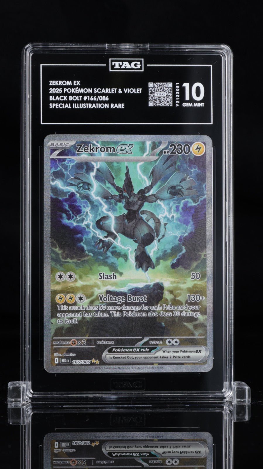 Pokemon Zekrom EX 166/086 Black Bolt Holo Illustration TAG 10