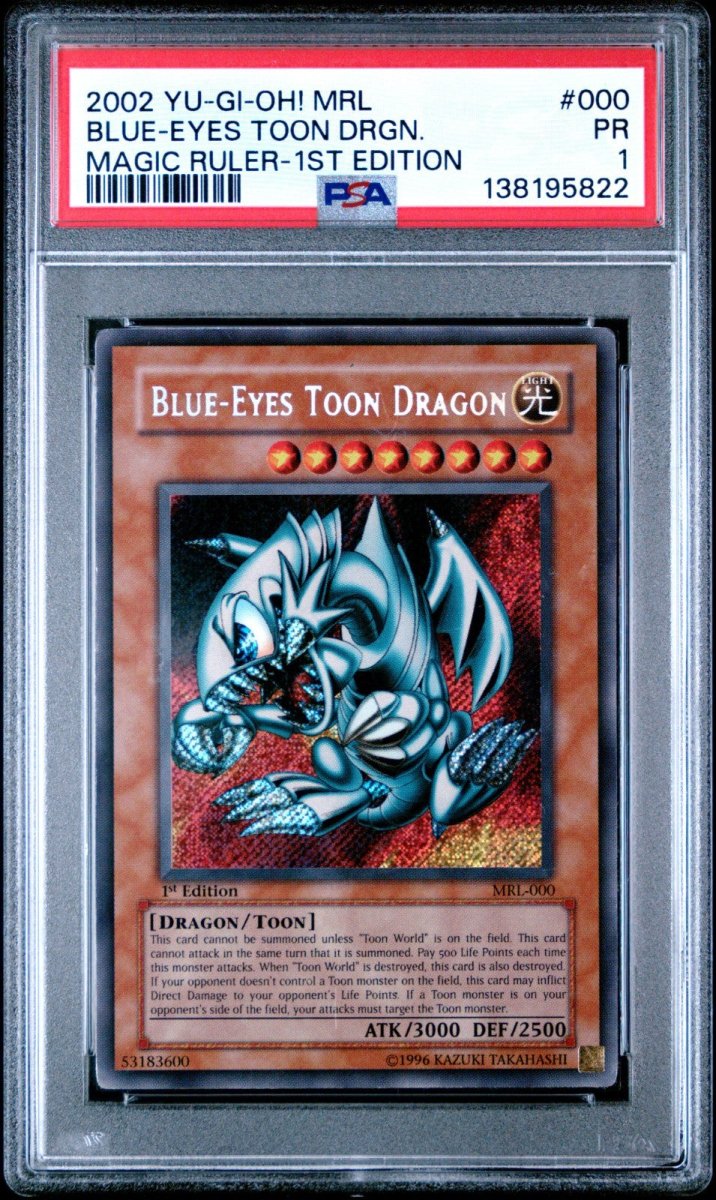 PSA 1 1ST EDITION Blue - Eyes Toon Dragon MRL - 000 Magic Ruler Secret Rare Yugioh
