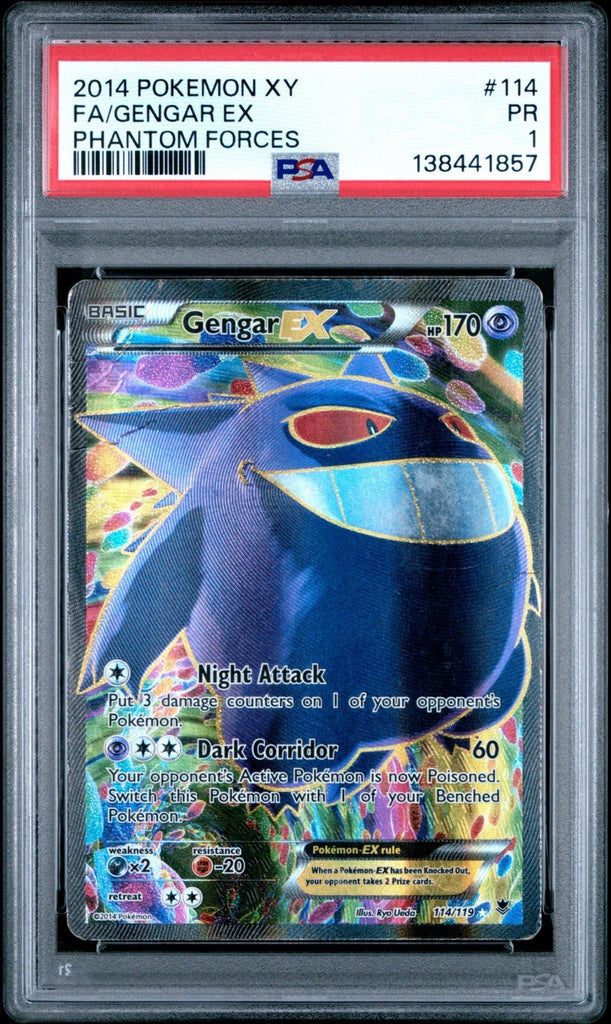 PSA 1 Pokemon Gengar EX 114/119 Phantom Forces Ultra Rare Full Art Holo 2