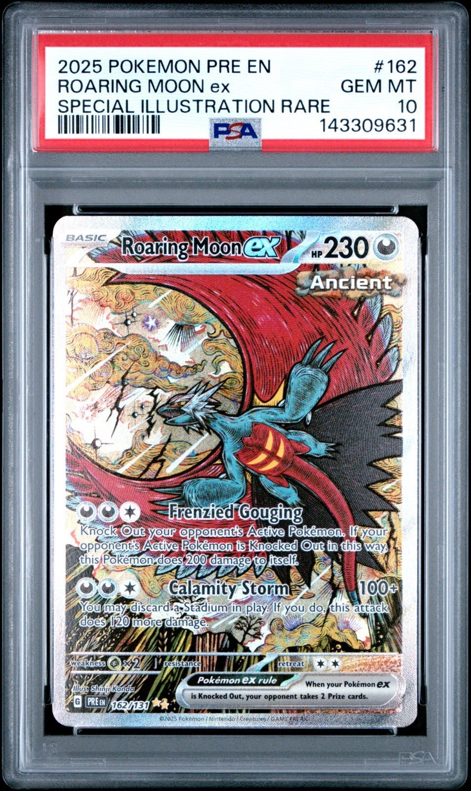 PSA 10 - 2025 Pokemon Prismatic Evolutions ROARING MOON EX 162