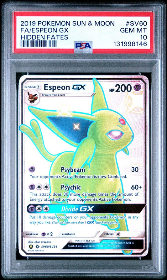 PSA 10 Espeon GX SV60/SV94 Hidden Fates: Shiny Vault Holo