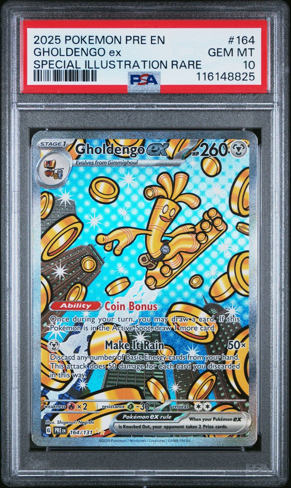 PSA 10 Gholdengo ex Prismatic Evolutions 164 Special Illustration Rare