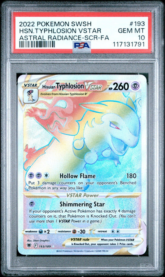 PSA 10 HISUIAN TYPHLOSION 193/189 FULL ART SECRET ASTRAL RADIANCE POKEMON