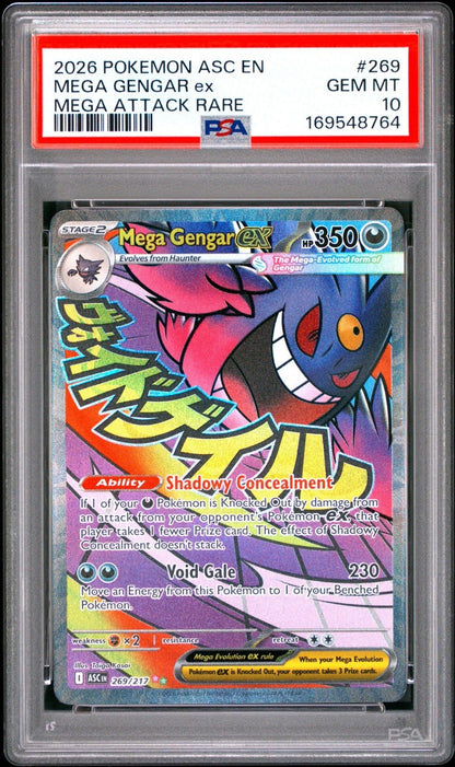 PSA 10 Mega Gengar Ex 269/217 Ascended Heroes Mega Attack Rare Pokemon 2026